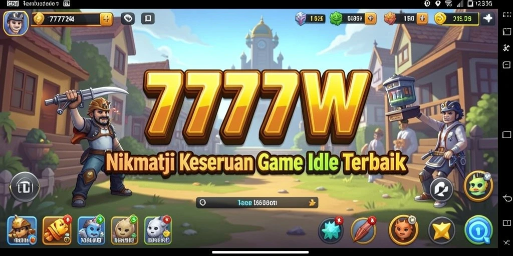 Screenshot gameplay 7777W menunjukkan aksi karakter dalam permainan Idle yang menarik.