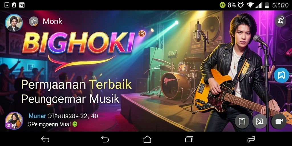 Screenshot BIGHOKI menampilkan gameplay seru dengan alat musik virtual.