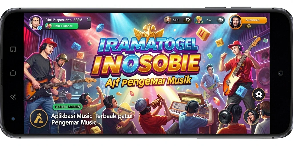 Tampilan gameplay interaktif IRAMATOGEL dengan lagu-lagu favorit.