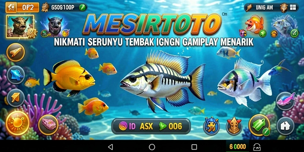 Gameplay seru dalam MESIRTOTO dengan berbagai jenis ikan untuk ditembak.