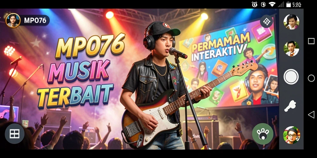Tampilan gameplay MPO76 dengan fitur musik interaktif.