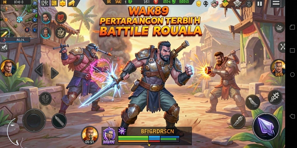 Tangkapan layar utama WAK89 menampilkan pemain beraksi dalam pertempuran Battle Royale.